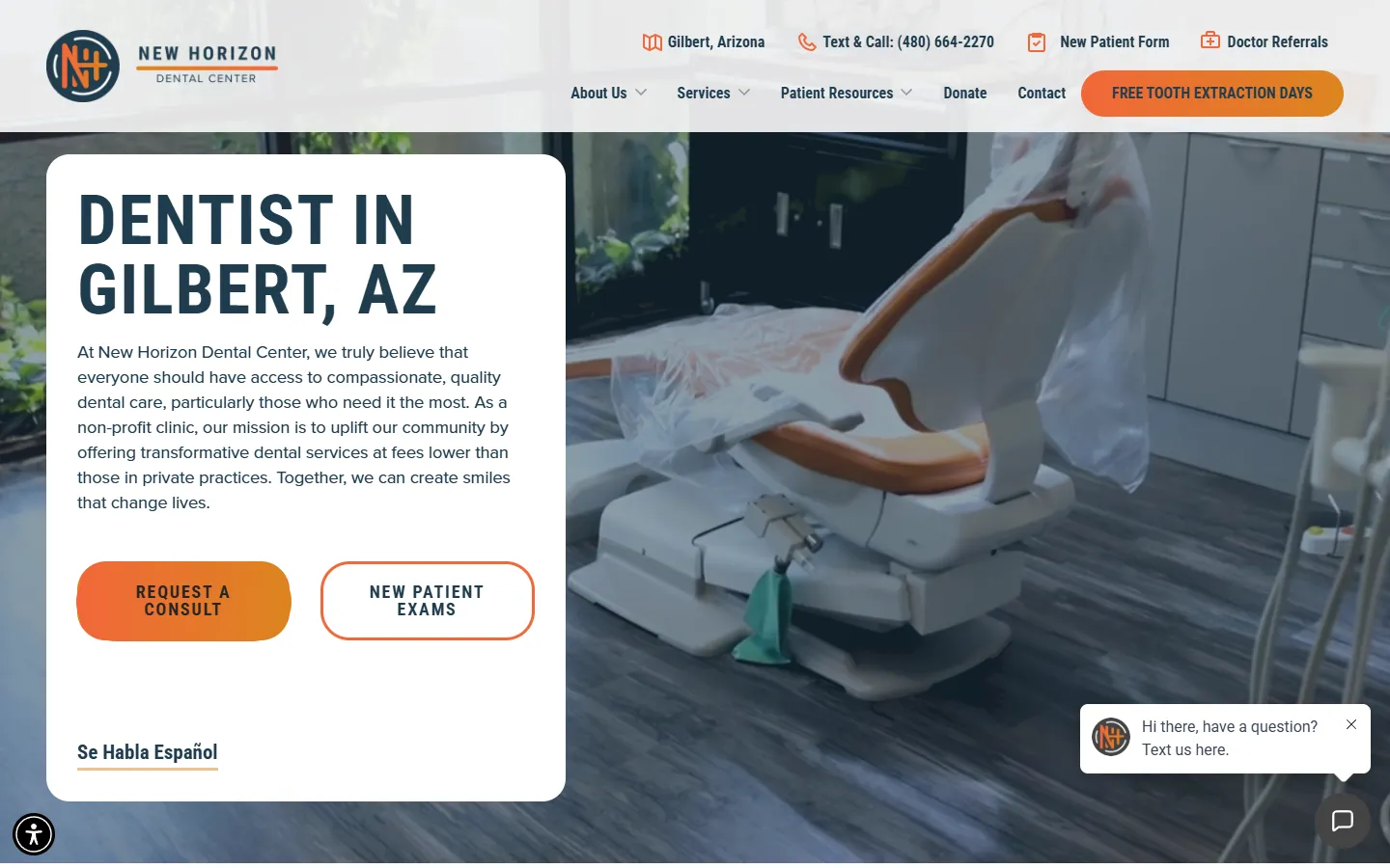 New Horizon Dental Center homepage