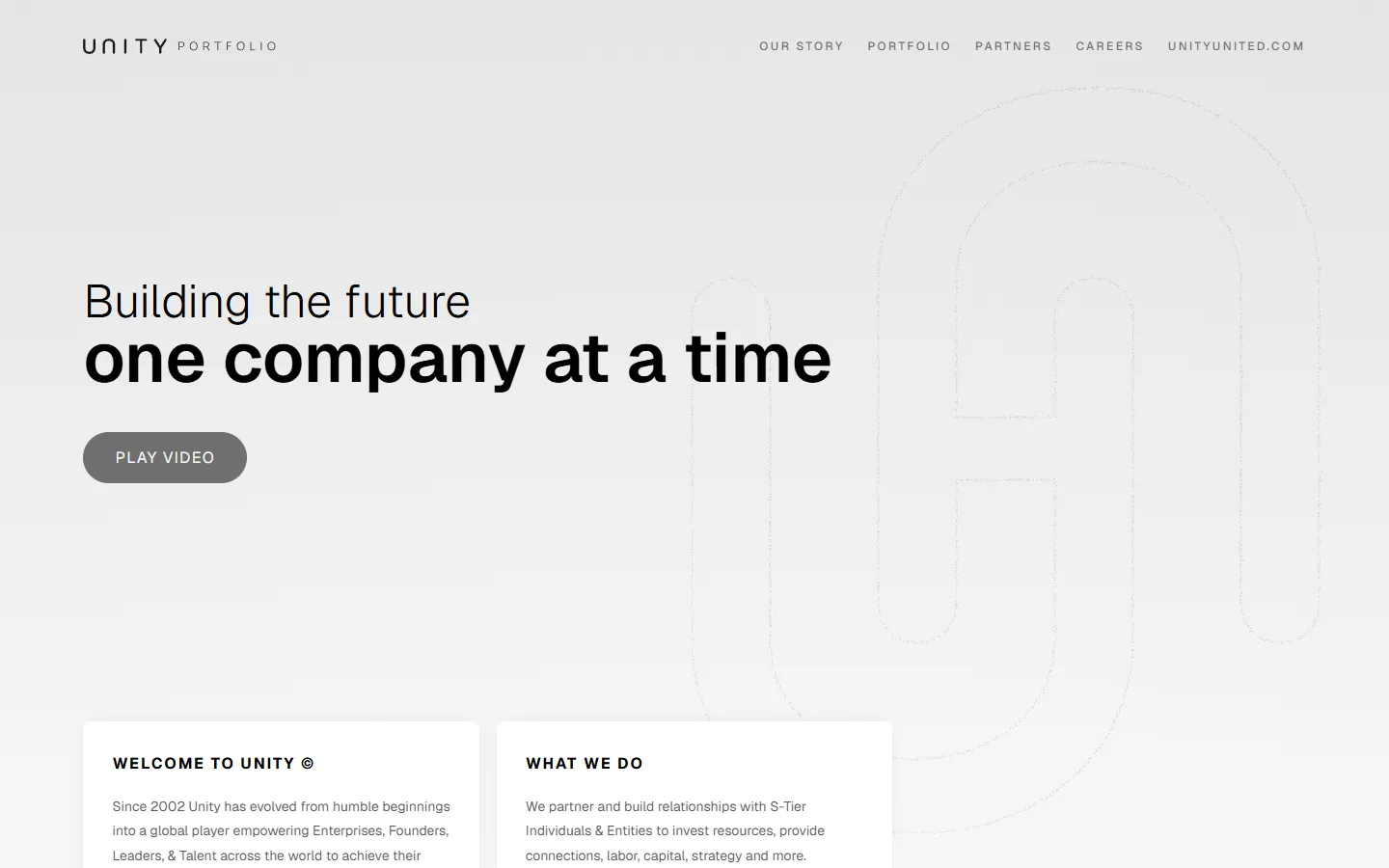 UNITY Portfolio homepage